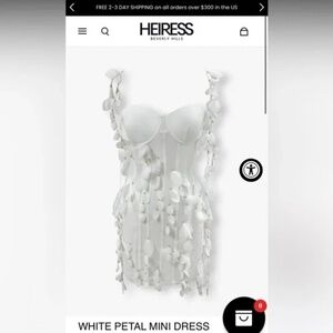 Heiress Beverly Hills White Petal Mini Dress size XS